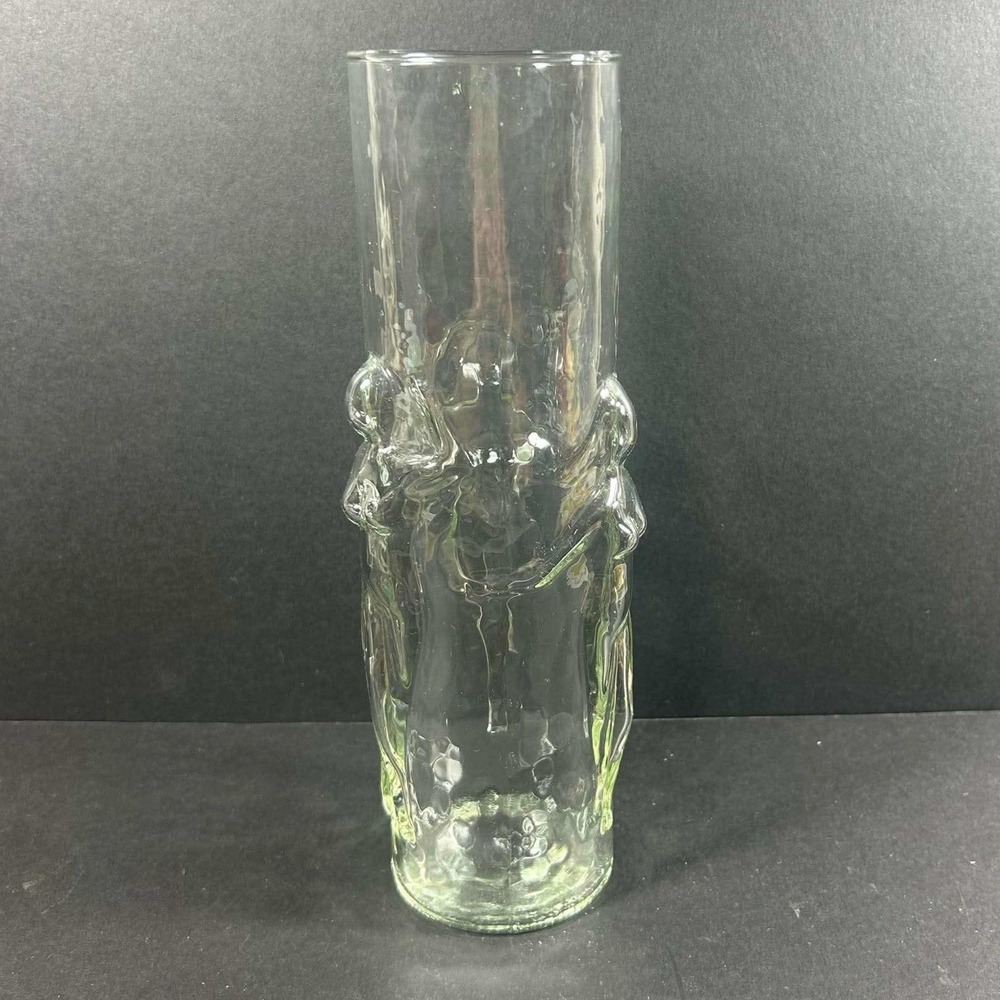 Vintage Libbey La Femme Molded Clear Glass Vase Dancing Ladies